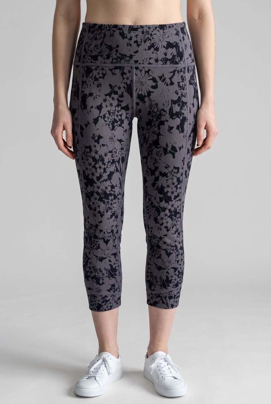 Lululemon Gray Floral All You Do Crop Leggings